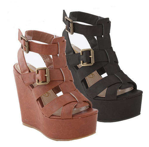 !! NEW !! Retro Strap Wedges in Black / Brown ( Size 2  - 6 )