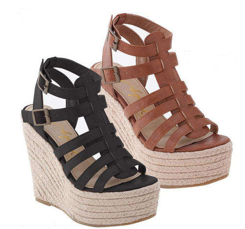 !! NEW !! Gladiator Espadrille Wedges in Black / Brown ( Size 2 - 6 )