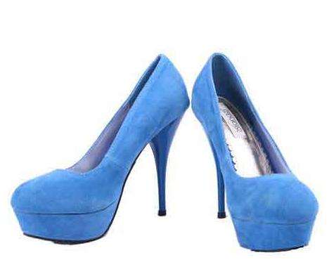 Platform Stilettos in Turquoise Suede Size 5