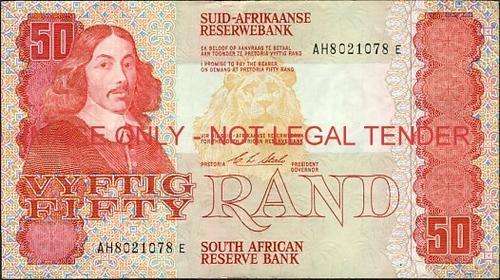 CL Stals First Issue Fifty Rand Prefix Ah ef condition (exceptionally scarce)