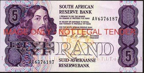 CL Stals First Issue Five Rand Prefix AV 6376187 unc condition