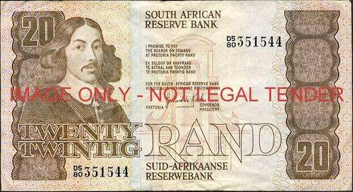 GPC de Kock Third Issue Twenty Rand Prefix D5/80 351544 vf condition