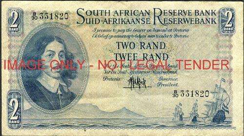 MH de Kock Fourth Issue Two Rand Prefix B30 331820 vf condition
