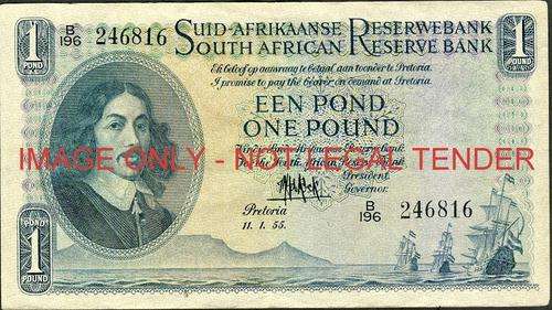 MH de Kock Third Issue One Pound Prefix B196 vf condition
