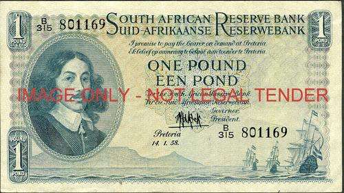 MH de Kock Third Issue One Pound Prefix B/315 vf condition