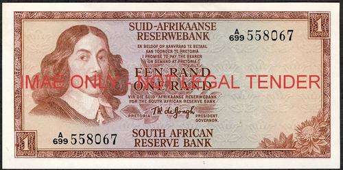 TW de Jongh First Issue One Rand Prefix A699 unc condition