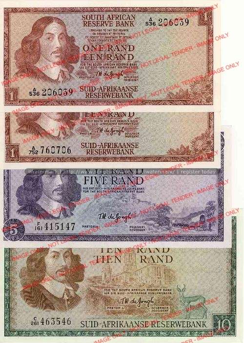 TW de Jongh first issue  set of notes unc condition