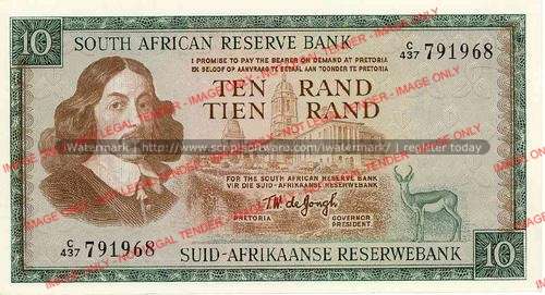 TW de Jongh third issue Ten Rand C437 unc condition