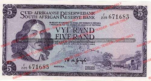 TW de Jongh  first issue Five Rand F225  ef  condition
