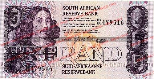 GPC de Kock third issue Five Rand B7/86 ef  condition