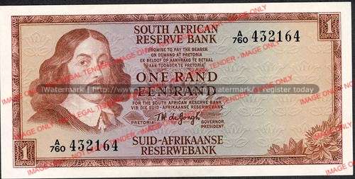 TW de Jongh First Issue One Rand A760 unc condition