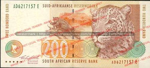 CL Stals Second Issue Two Hundred Rand Prefix AD unc condition (very scarce)