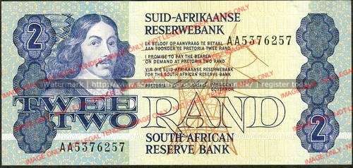 CL Stals First Issue Two Rand Prefix AA 5376257 unc condition