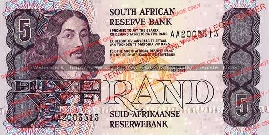 CL Stals first issue Five Rand Prefix AA  unc  condition