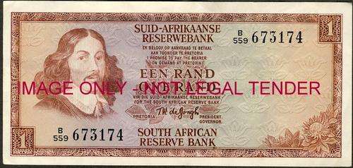 TW de Jongh Third Issue One Rand Prefix B547 vf condition