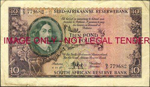 MH de Kock Third Issue Ten Pounds Prefix D3 779682 vg condition