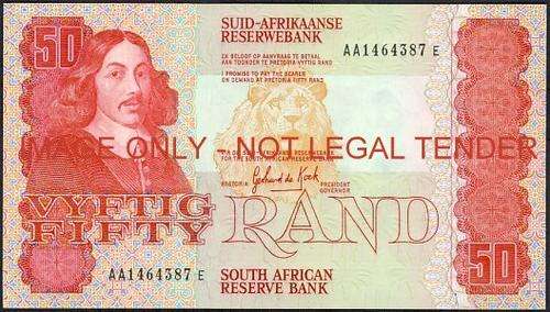 GPC de Kock Third Issue Fifty Rand Prefix AA unc condition