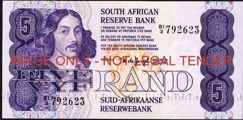 TW de Jongh Fourth Issue Five Rand  Prefix B1/3 unc condition (very scarce)