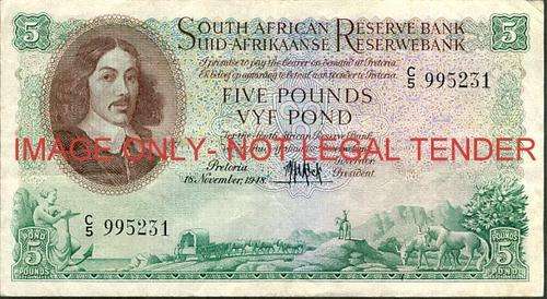 MH de Kock Five Pounds Second Issue Prefix C5 vf+ condition