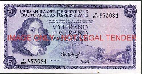 TW de Jongh First Issue Five Rand Prefix F165 873084 ef condition