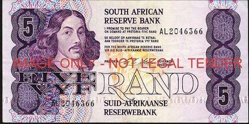 CL Stals First Issue Five Rand Prefix AL 2046366 vf condition