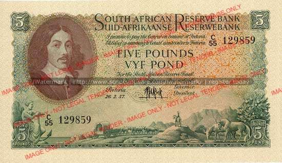 MH de Kock third issue Five Pounds C/55 ef condition