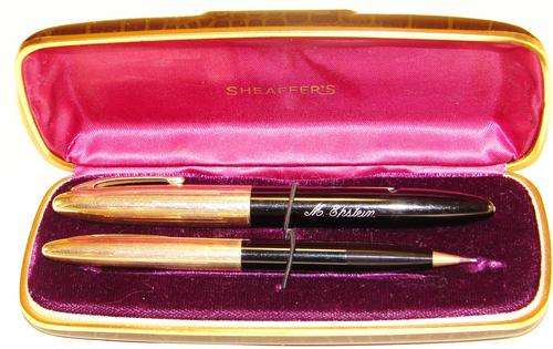 Antique Black Sheaffer Balance Fountain pen and pencil set in original Box-1930`s