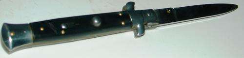 Vintage Bone/horn grip(one side black other side green) Rosterei Flick Knife with safety pin