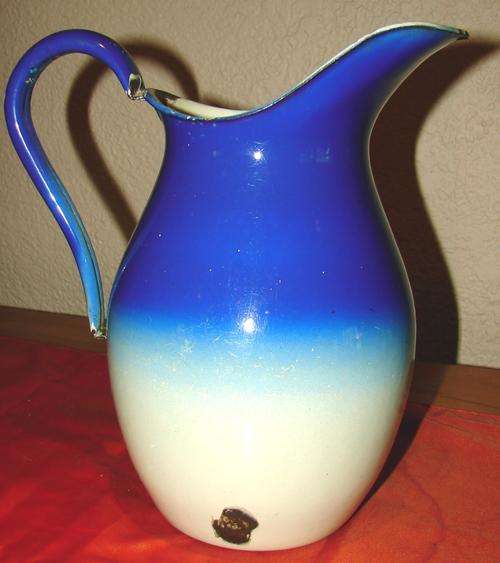Beautiful Blue Enamel Pincher - Height 27 cm, Middle Dia. 17cm