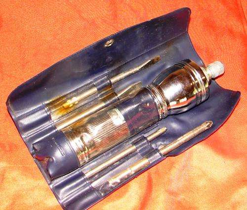 1970`s Retro Allumininated Toch Screwdriver set in Plastic bag