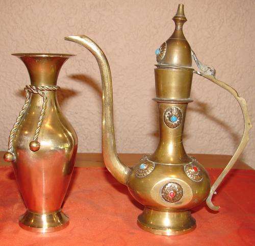 Brass Vase and Brass Kettle