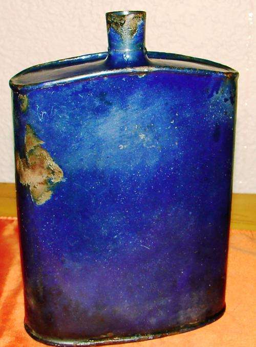 Blue Enamel water bottle-H 20cm, W 14cm