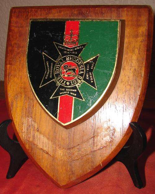 South West Africa -The Royal Rhodesian Regt  Plague on wooden mount-Dia 18cm x 15cm