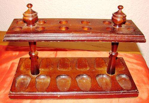 Beautiful wooden pipe stand for 12 pipes (6 back to back)-L 30cm, W 15cm, H 20cm