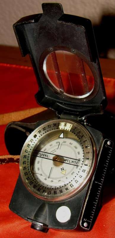 Vintage Original Wilkie Model 110P Meridian 1960`s German Compass with leather holder