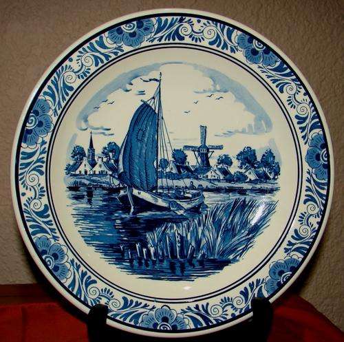 Blauw Delfts Distel SCR handpainted Plate-Dia. 28cm-Good-No cracks/chips