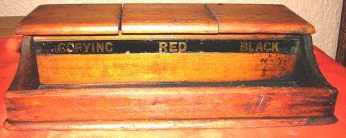 Antique Wooden Pen and ink holder with three separate compartments -Copying ink, red and blue ink
