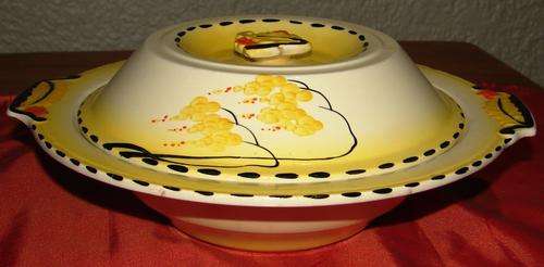 Rare stunning Art Deco Zenith Burleigh Ware Ivory/yellow/black pattern serving dish /lid.no 7694495