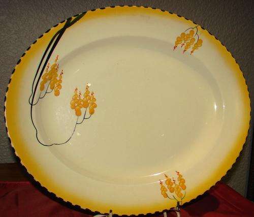 Stunning Art Deco Zenith Burleigh Ware Ivory/yellow/black pattern platter Reg no 7694495