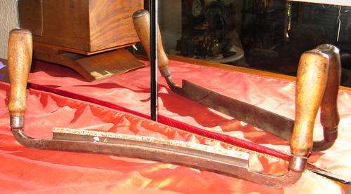 Antique OHIO Two Handed Wood Planer (Iron Drawing Knife) with wooden handles
