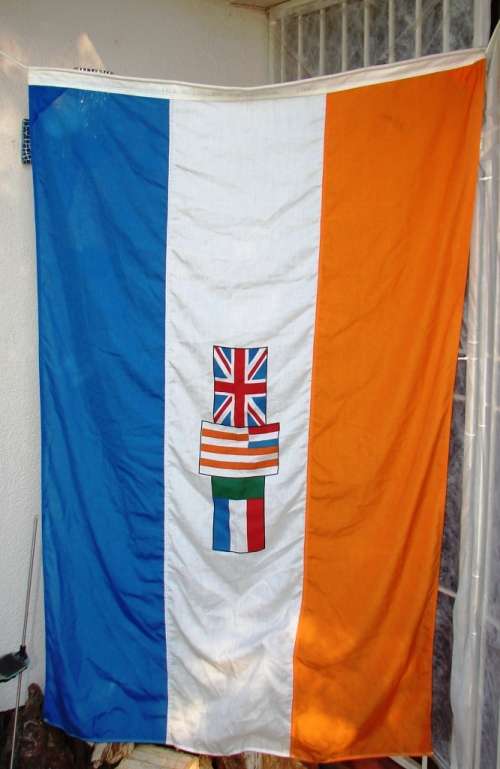 Original old SA Flag -Stamped "Storm Flag-Polyester 1984" 95 cm x 60cm-with side rope-Good condition