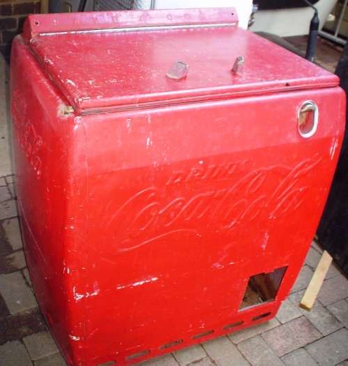 Vintage 1950`s Fuchs Ware model CCJ Chest Coca Cola trade mark soda freezer