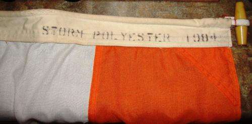 Original old SA Flag -Stamped "Storm Flag-Polyester 1984" 95 cm x 60cm-with side rope-Good condition