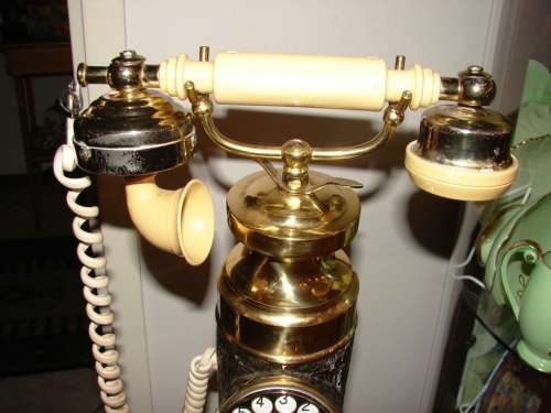 Antique  mid 30`s-40`s Tall bakelite and brass upright floor standing tower rotatory telephone