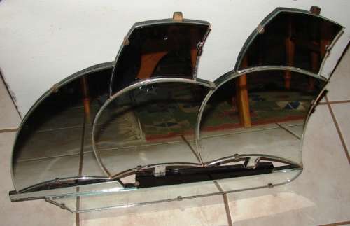 Art Deco wall /table good quality mirror (sail ship shape)- wooden back board-can stand hang on wall