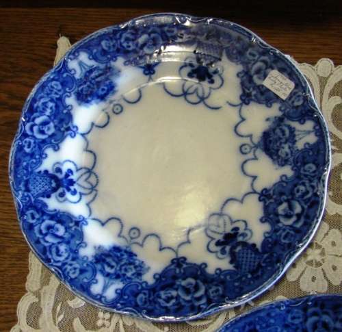 Beautiful deep blue Antique Victorian Lovsdale Lincol side plates-Stamped England-Dia 20 cm