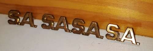 2 pairs of old SA brass Collar Titles-sell in pairs -pins intact
