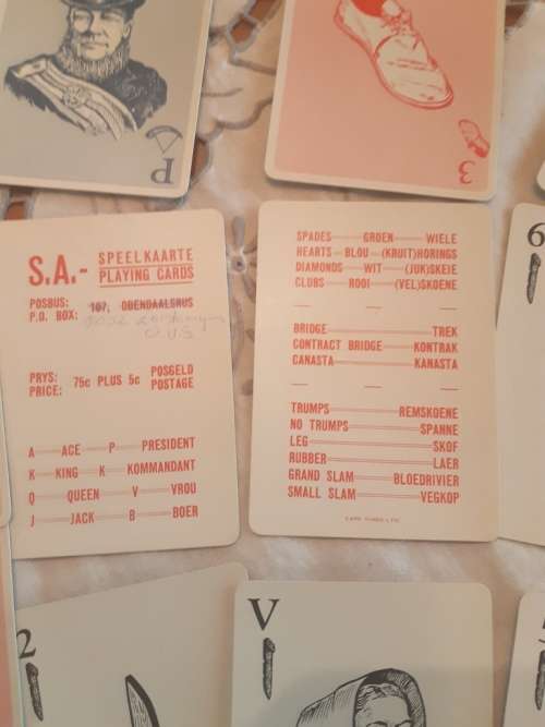 Vintage boxed SA deck of playing cards with Paul Kruger, boer, Africaner theme-from 1960