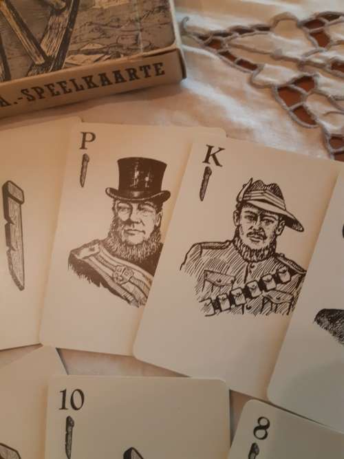 Vintage boxed SA deck of playing cards with Paul Kruger, boer, Africaner theme-from 1960