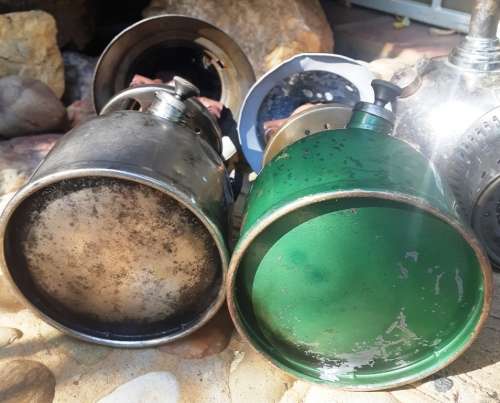 Antique lanterns(2 Colemans a 249 D 1967, a 241G 1960 and a Tiley lamp)-for restoration or parts
